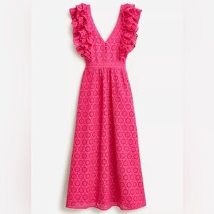 J.Crew Ruffle Sleeve Maxi in Hot Pink